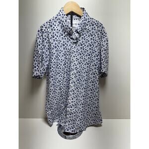 Denim & Flower Zmen’s Button Front Shirt Sz Small Blue Floral Rickey Singh